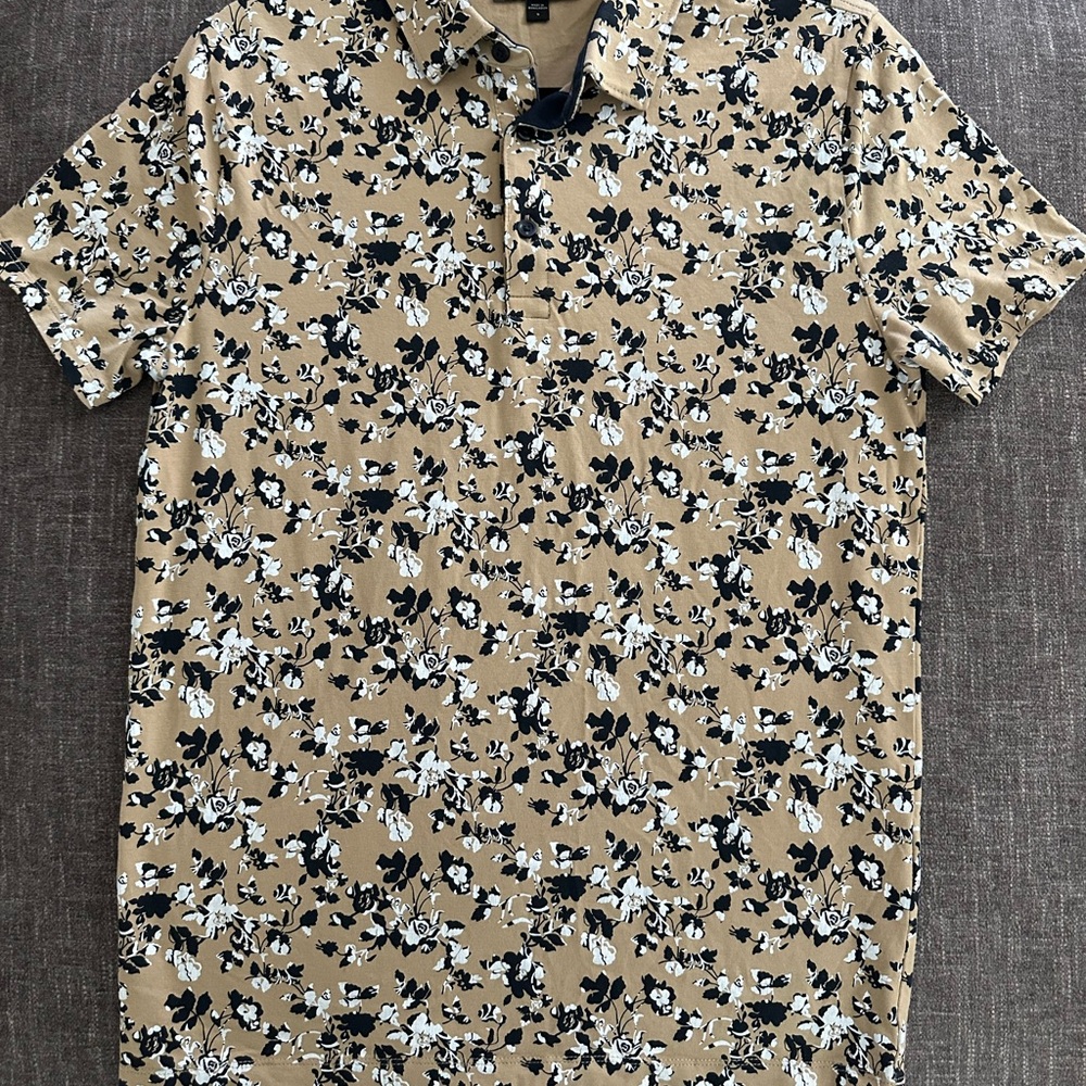 Express Black and White Floral Men's Polo